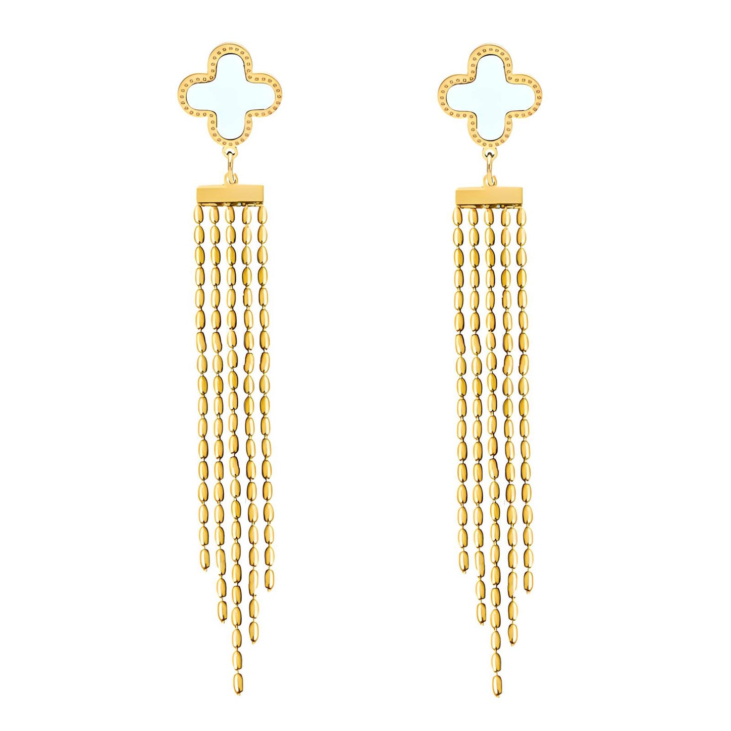 18K gold plated Stainless steel Four-leaf clover earrings