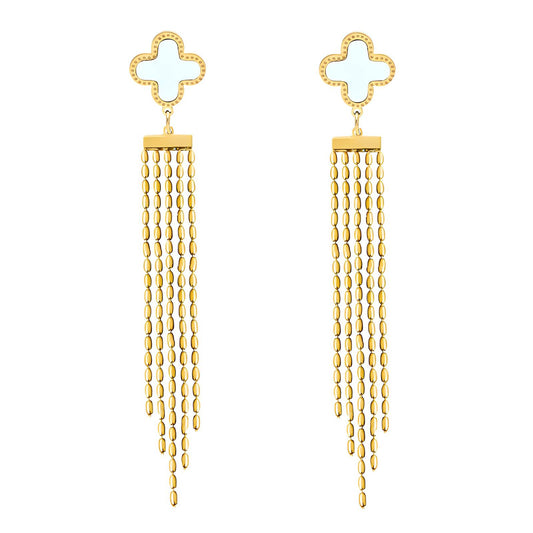 18K gold plated Stainless steel  Four-leaf clover earrings